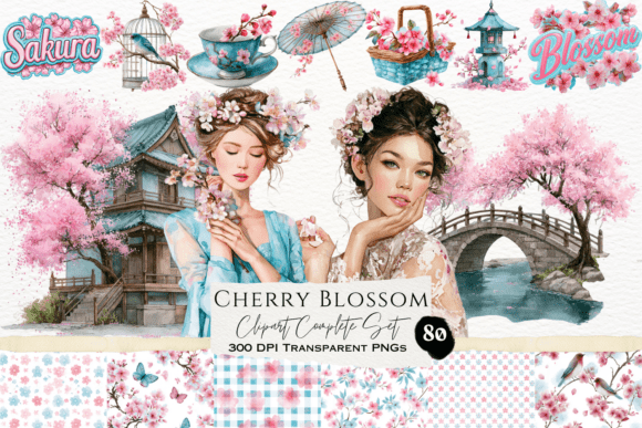 Download Cherry Blossom Watercolor Clipart Set - Premium Resources