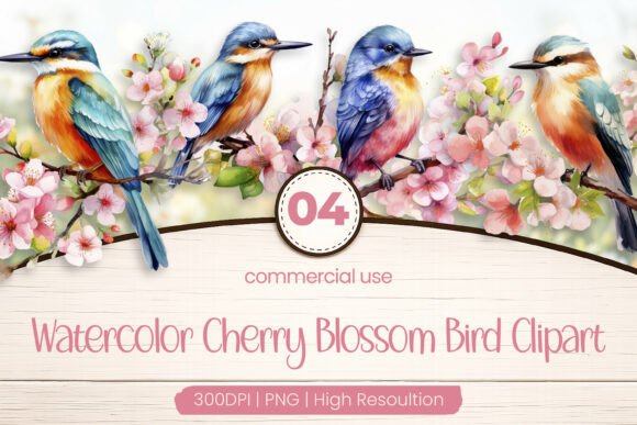 Download Cherry Blossom Bird Clipart PNG - Premium Bundle