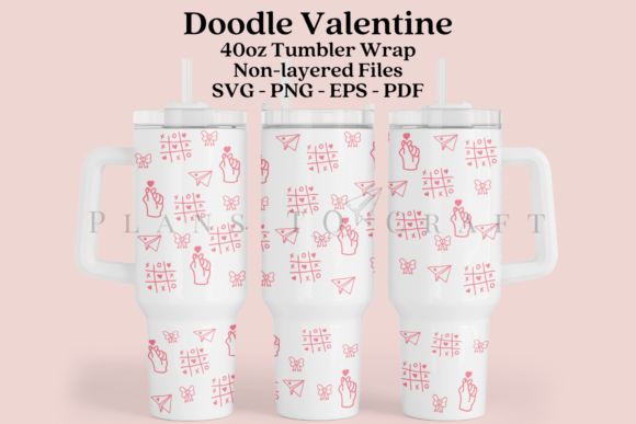 Download Doodle Valentine 40oz Tumbler Wrap SVG - Doodle valentine Collection