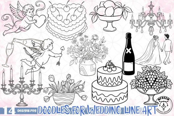 Download Doodles for Wedding Line Art PNG - Doodle Collection