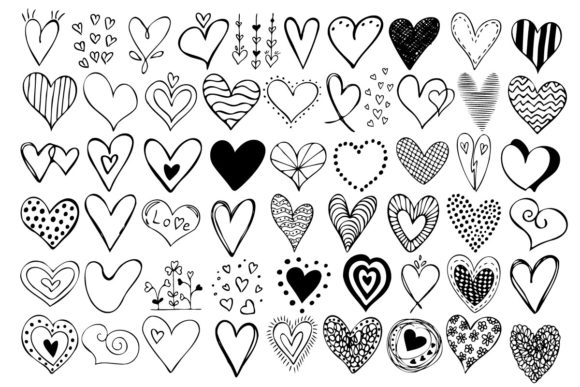 Download Simple Doodle Hearts Collection - Doodle Collection