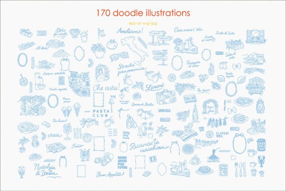 Download Whimsy Italian Journey:Hand-Drawn Doodle - Doodle Collection