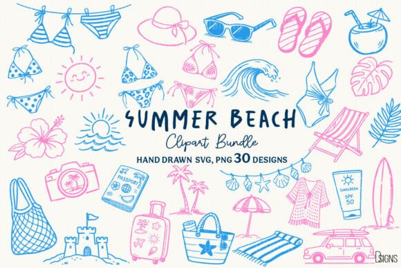 Download Summer Beach SVG PNG Hand Drawn Bundle - Beach svg Collection