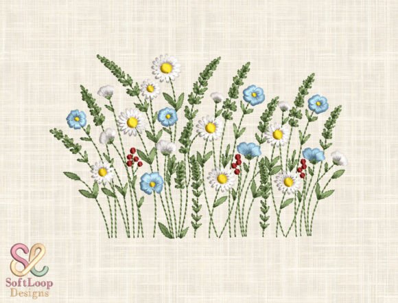 Download Wildflower Meadow Garden Embroidery File - Garden embroidery Collection