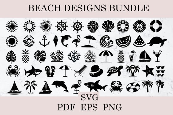 Download Beach Svg Bundle Summer Outline Clipart - Beach svg Collection